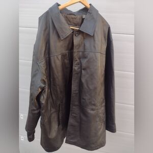 Harbor Bay Men’s Leather Coat 3XL Tall Black 3XLT Mid-Length Jacket
